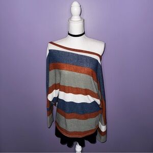 Boutique Colorful Striped Off-Shoulder Sweater